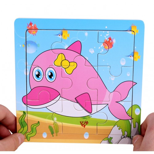 EVERY FAMILY - 24 Styles Wooden Kids Jigsaw Puzzles Toys With Animals The Dolphins